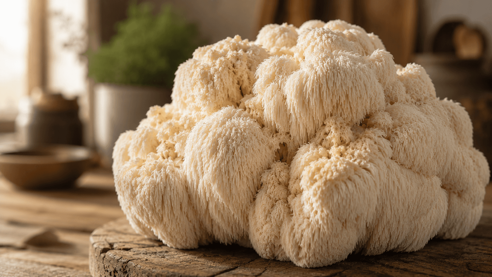 Lion's Mane cluster, soft natural light